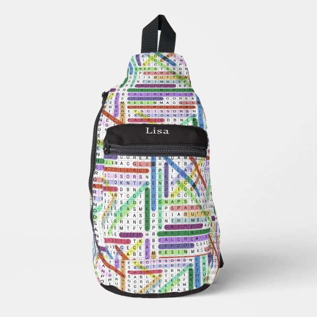 Crafting Sewing Word Search Sling Bag (Front)