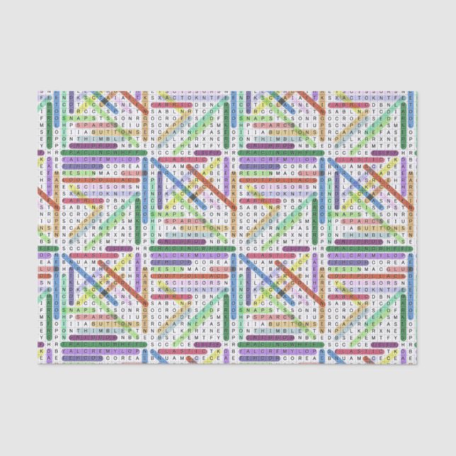 Crafting Sewing Word Search Tissue Paper (Front)
