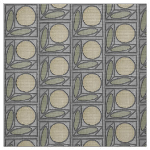 Craftsman Faux Applique (Grey, Green and Khaki) Fabric