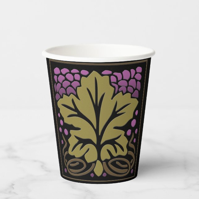Craftsman Grape Leaf and Grapes Paper Paper Cups (Front)