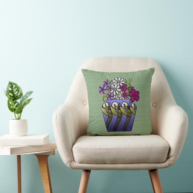 Craftsman Lily Vase  Throw Pillow (Chair)