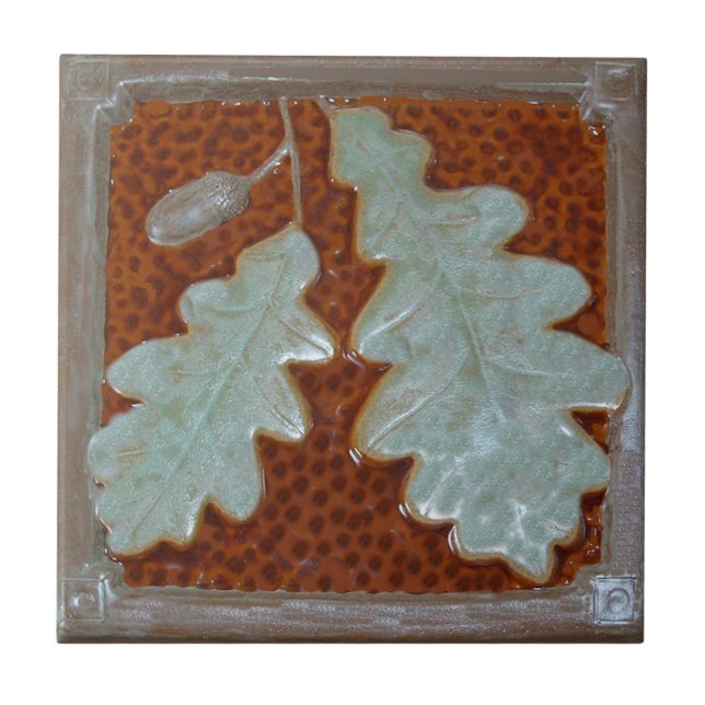  Craftsman Oak leaf Ceramic Decorative tile  (Front)