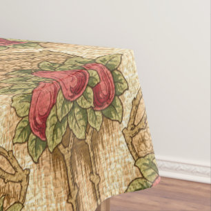 Craftsman or Mission Style Red Pears Pattern Tablecloth