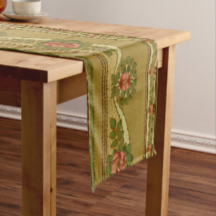 Craftsman or Mission Style Rose Floral Frieze Short Table Runner