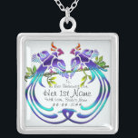 Craftsman Peacock (Personalized for Bridesmaid) Silver Plated Necklace<br><div class="desc">This personalized silver-plated necklace makes a lovely gift for your bridesmaids that will cherish forever. At the centre are a loving pair of brightly coloured peacocks. Customizable text fields for each bridesmaid's name & more. Also available in a gold finish or sterling silver & 3 sizes.</div>