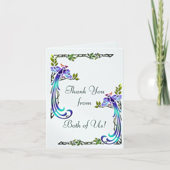 Craftsman Peacocks (Thank You From Both) Thank You Card (Front)