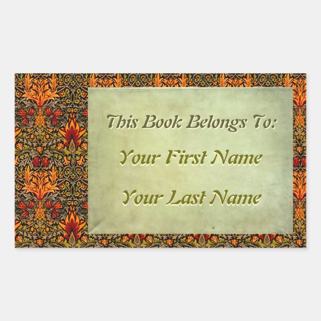 Craftsman Saturated Floral Personalized Bookplates Sticker (Front)