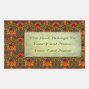 Craftsman Saturated Floral Personalized Bookplates Sticker