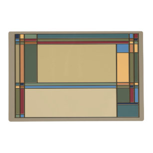 Craftsman Style Geometric in Bold Colours Laminated Place Mat