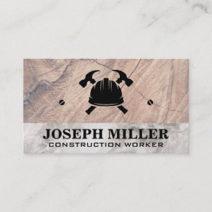 Craftsmen Logo Wood Marble Business Card