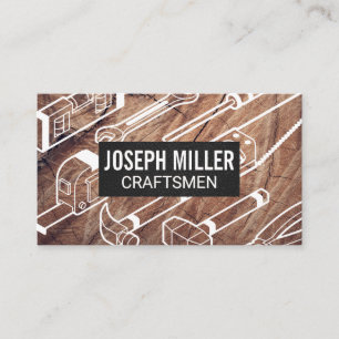 Craftsmen Wood Background Tools Business Card