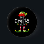 Crafty Christmas Elf Matching Pajama X-mas Party  2 Inch Round Button<br><div class="desc">Crafty Christmas Elf Matching Pajama X-mas Party</div>