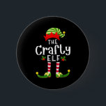 Crafty Christmas Elf Matching Pajama X-mas Party  2 Inch Round Button<br><div class="desc">Crafty Christmas Elf Matching Pajama X-mas Party</div>