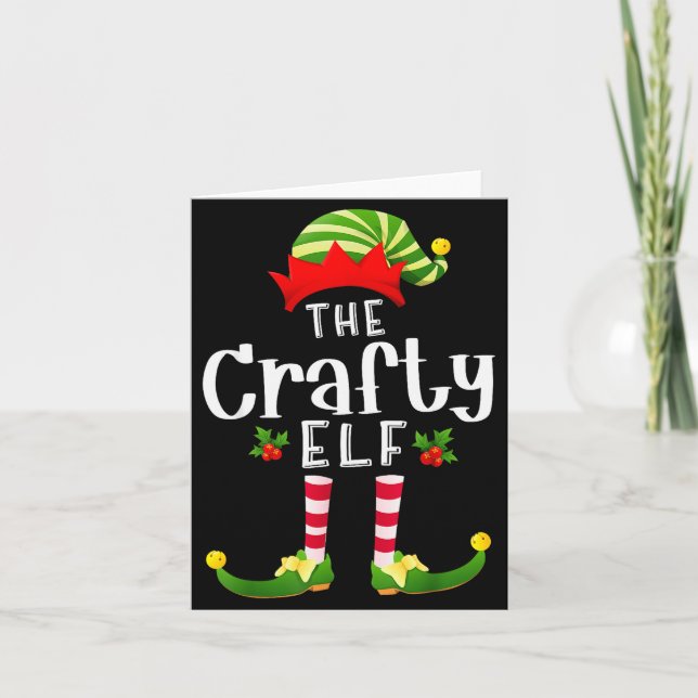 Crafty Christmas Elf Matching Pajama X-mas Party  Card (Front)
