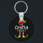 Crafty Christmas Elf Matching Pajama X-mas Party  Keychain<br><div class="desc">Crafty Christmas Elf Matching Pajama X-mas Party</div>