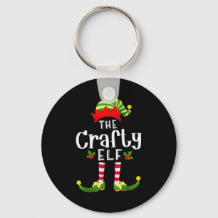 Crafty Christmas Elf Matching Pajama X-mas Party Keychain