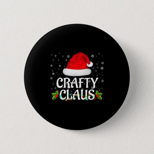 Crafty Claus Christmas Lights Santa Pajama Family  2 Inch Round Button (Front)