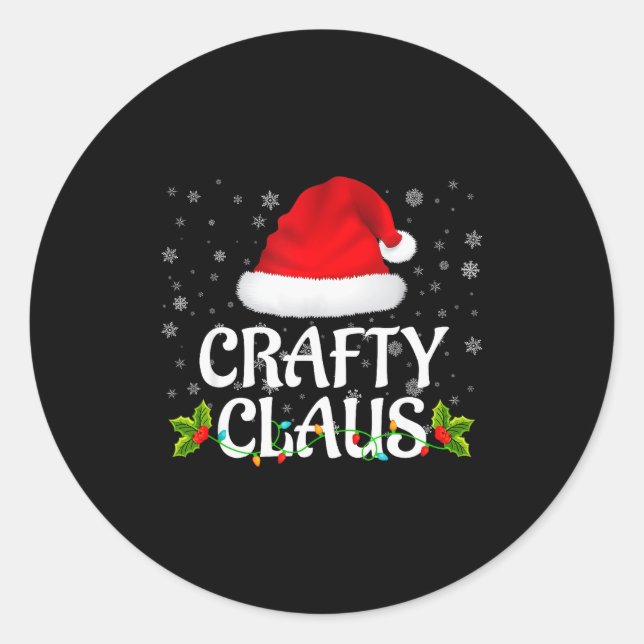 Crafty Claus Christmas Lights Santa Pajama Family  Classic Round Sticker (Front)