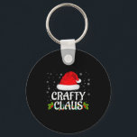 Crafty Claus Christmas Lights Santa Pajama Family  Keychain<br><div class="desc">Crafty Claus Christmas Lights Santa Pajama Family Matching</div>