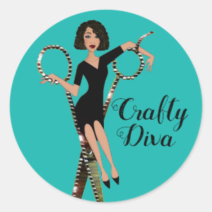 "Crafty Diva" African American Diva Stickers