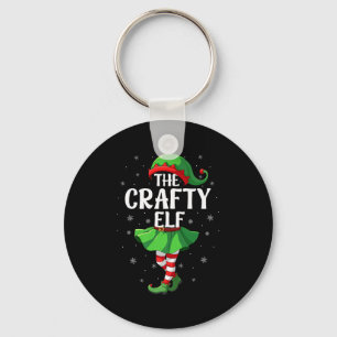 Crafty Elf Christmas Girls Women Elf Squad Xmas Fa Keychain