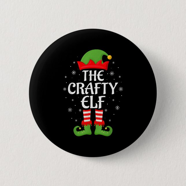 Crafty Elf Xmas Family Matching Elf Squad Christma 2 Inch Round Button (Front)