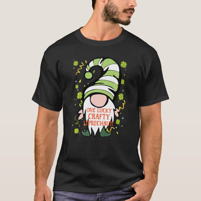 Crafty Funny St Patrick S Day Lucky Gnome Family M T-Shirt (Front)