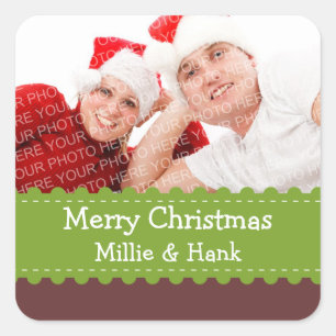 Crafty Green ribbon photo Merry Christmas sticker