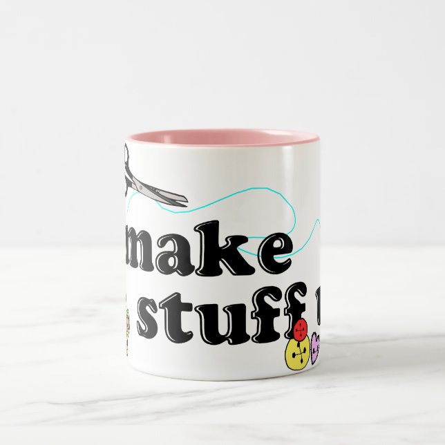 Crafty - I Make Stuff Up Two-Tone Coffee Mug (Center)