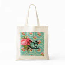 Crafty Mutha tote vintage wallpaper w/ roses