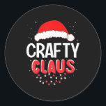 Crafty Santa Claus Christmas Matching Costume  Classic Round Sticker<br><div class="desc">Crafty Santa Claus Christmas Matching Costume</div>
