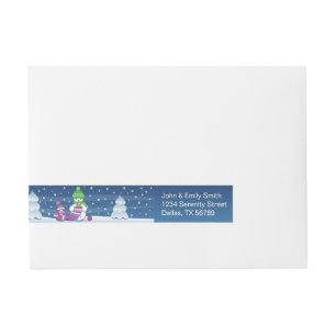 Crafty Snowman Knitting Scarf Wraparound Address Label