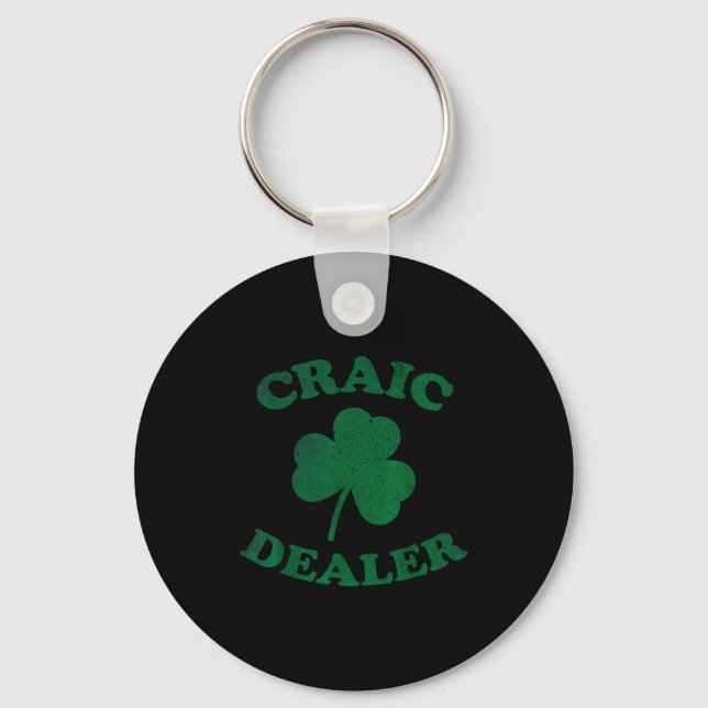 Craic Er Funny St. Patrick's Day Shamrock Tee  Keychain (Front)