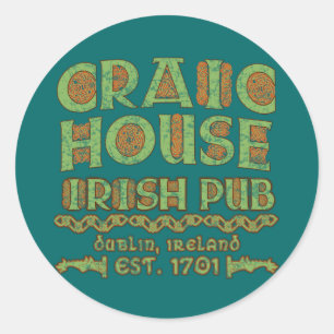 CRAIC HOUSE IRISH PUB Dublin Est 1701 Classic Round Sticker