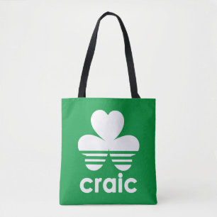 Craic Three Stripes St Patricks Day Irish Shamrock Tote Bag