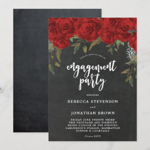 craie florale de roses rouges invitation