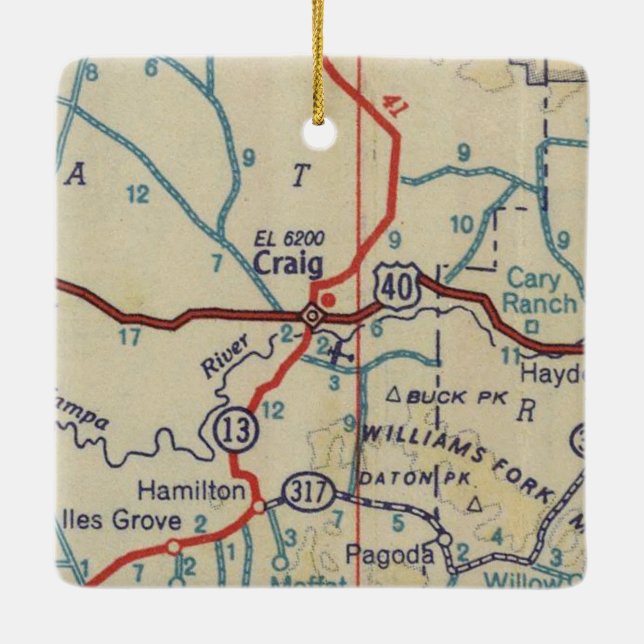 Craig CO 1945 Map Ceramic Ornament (Back)