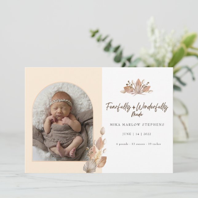 Craindre et merveilleusement fait Faire-part bébé (Debout devant)