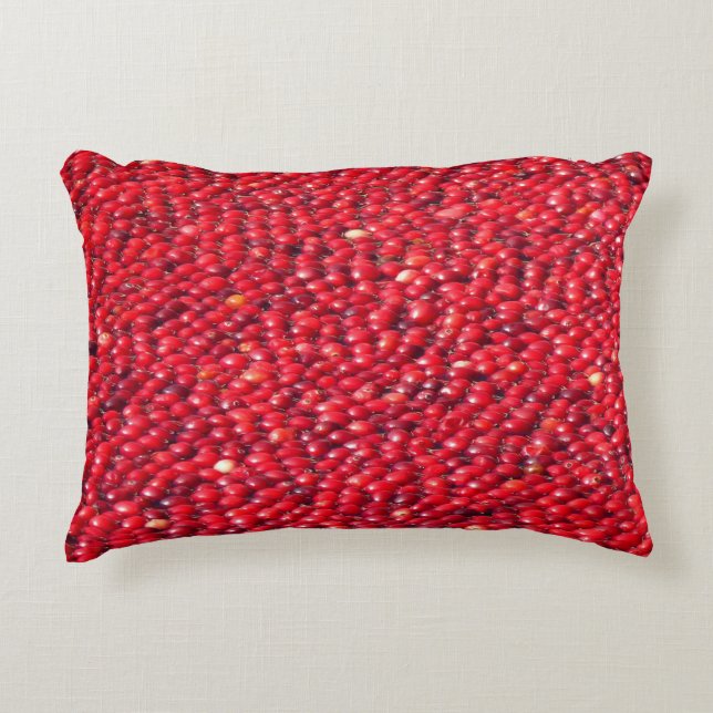 Cranberries Festive Red Accent Pillow (Front)