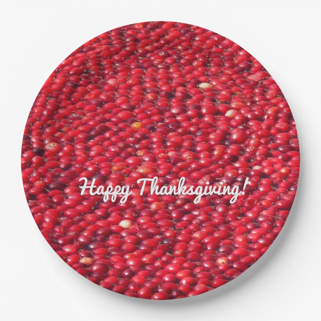 Cranberries Festive Red Paper Plate (Front)