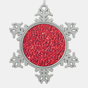Cranberries Festive Red Snowflake Pewter Christmas Ornament