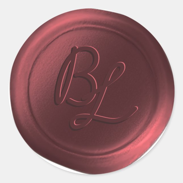Cranberry 2 Letter Monogram Wax Seal Stickers (Front)