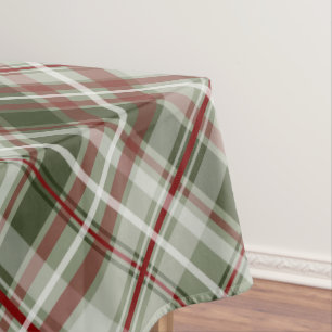 cranberry and dark loden Christmas plaid Tablecloth