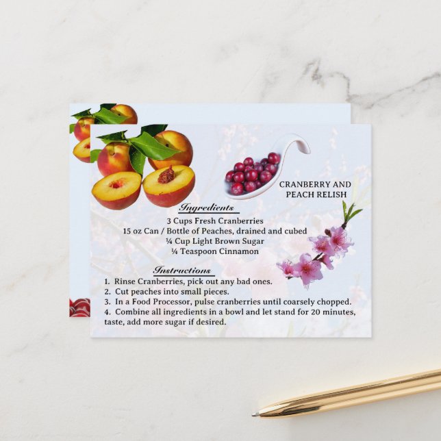 Cranberry and Peach Relish - Recipe Postcard (Front/Back In Situ)