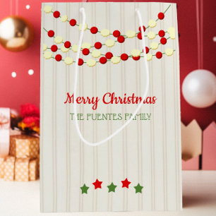 Cranberry and Popcorn Rustic Beadboard Christmas Medium Gift Bag