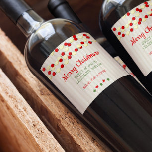 Cranberry and Popcorn Rustic Beadboard Christmas Wine Label