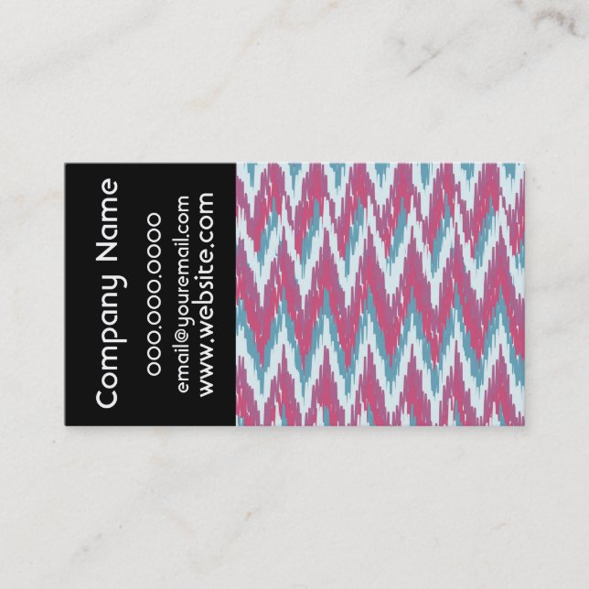 Cranberry and Teal iKat ZigZag Pattern Business Card (Front)