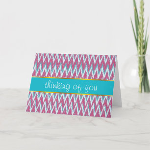 Cranberry and Teal iKat ZigZag Pattern Card