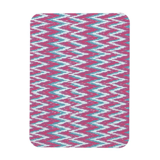 Cranberry and Teal iKat ZigZag Pattern Magnet (Vertical)