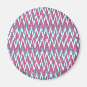 Cranberry and Teal iKat ZigZag Pattern Magnet